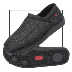 POFH Schuhe für geschwollene füße, Verbandsschuhe herren Diabetiker Schuhe, Senioren Schuhe mit Klettverschluss, Schuhe füR Geschwollene FüßE, OrthopäDische Hausschuhe Herren(Black,49 EU) von POFH