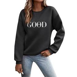 POIUIYQA Pullover Damen Sweatshirt Briefe Drucken Langarm Rundhals Pulli Winter Frauen Buchstaben Druck Locker Casual Oberteil Sport Streetwear Sweatshirts Ohne Kapuze Bluse Tops von POIUIYQA