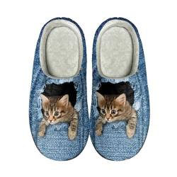 POLERO 3D Print Cat Slippers for Cat Lovers Cute House Slippers Slip-On Shoes Warm Winter Slippers Size 37-38 von POLERO