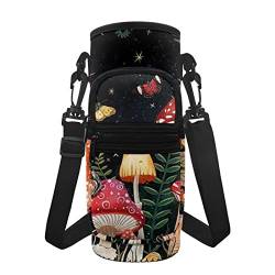 POLERO Schmetterling Pilz Wasserflasche Tragetasche Verstellbarer Schultergurt Tasche Sling Neopren Ärmelhalter für Sport von POLERO