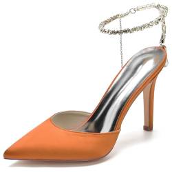 POLGDW Damen Stiletto-Heels, Strap Sandalen mit Hochabsatz für Frauen, Spitze Zehe Damenheels-Sandalen, Hochzeitsschuhe für die Braut, Knöchelriemen,Orange,36 von POLGDW