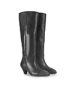 POPA - Stiefel mit Absatz für Damen - Marisol - Größe 36 - Made In Spain - Schwarz - Aus Leder - Schaftlänge 46 cm mit Raffung - Absatzhöhe 5,5 cm von POPA