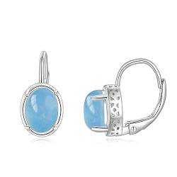 POPLYKE März Birthstone Leverback Ohrringe für Frauen Sterling Silber Aquamarin Dangle Drop Schmuck Geburtstag Geschenk für Mädchen (März) von POPLYKE