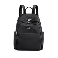 PORRASSO Damen Rucksack Mode Daypack Mädchen Schultasche Leicht Rucksäcke Nylon Tasche für Schule Arbeit Reise Schwarz von PORRASSO