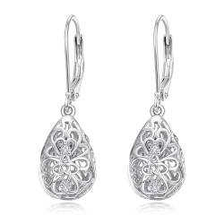 Filigran Träne Ohrringe 925 Sterling Silber Ohrstecker Mädchen Kinder Geburtsstein Drop Ohrstecker Pferde Schmuck für Mädchen Frauen Tochter Enkelin (2-Filigran Träne Ohrringe) von PRAYMOS