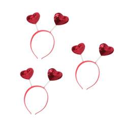 PRETYZOOM 3St Pailletten Stirnband valentinstag haarreifen Geburtstagsüberraschungskostüm haarschmuck für damen haarzubehör für damen Flash-Kostüm rote Haaraccessoires Haarband von PRETYZOOM