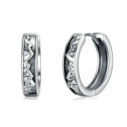 PROESS Berg Creolen Berg Ohrringe 925 Sterling Silber hypoallergen Huggie Ohrringe Bergschmuck Abschlussfeier Geburtstag Weihnachten Geschenke für Männer Frauen von PROESS