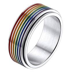 PROSTEEL LGBTQ Spinner Ring Edelstahl Größe 54 drehbarer Bandring Homosexuell Regenbogen Verlobungsring Partnerring Modeschmuck Accessoire für Frauen von PROSTEEL