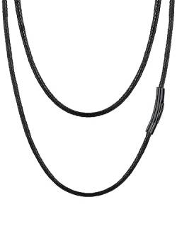 PROSTEEL Unisex Kunstleder Halskette 3mm schwarz geflochten Lederkette Lederband Damen Herren Kordelkette Accessoire für Anhänger(46cm/18) von PROSTEEL
