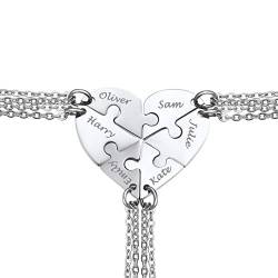 PROSTEEL personalisiert Herz Puzzle Kette Edelstahl 6 pcs Puzzle-Teile Namen Gravur Anhänger Halskette Damen Mädchen Modeschmuck Weihnachten Geschenk für Freundschaft Familien von PROSTEEL