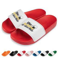 Die Schöne und das Bier Badelatschen | Slipper | Schlappen | Hausschuhe | Pantoletten | Unisex | Malle | Party | rutschfest | Rot | Größe 41 von Prozente Momente