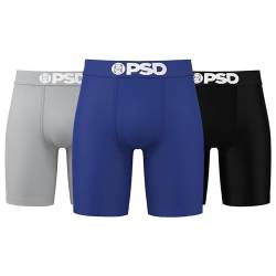 PSD Herren Basic Solid Boxershorts – 17,8 cm Schrittlänge, atmungsaktive und stützende Herrenunterwäsche mit feuchtigkeitsableitendem Stoff, La Blue Cotton 3er Pack, Large von PSD