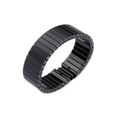 PSDFJAD ZHGUIMING 14mm 16mm 18mm 20mm 22mm Edelstahl elastisches Stretcharmband Uhrenarmband Metalldehnungsband Armband Zubehör Armband(Black,16MM_S) von PSDFJAD