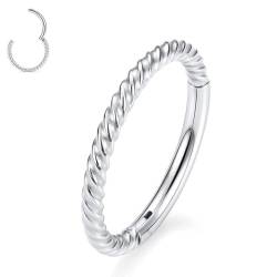 PSOWQ 1 Stück Conch Helix Piercing Ring Septum Piercing Tragus Piercing Daith Rook Piercing Nase Piercing Ring Lippe Bauch Augenbraue Brustwarzen Piercing Schmuck Silber - 16G 1.2mm von PSOWQ