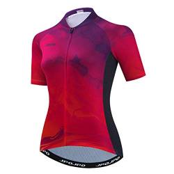 Frauen Radfahren Trikots Sommer Kurzarm Fahrrad Kleidung Atmungsaktiv MTB Shirt Mountainbike Kleidung Schnell Trocken, 23, X-Large von PSPORT