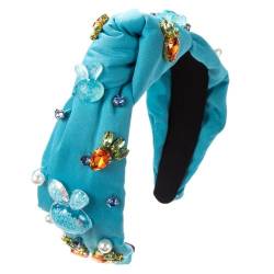 PTILSERY Geknotetes Stirnband für Damen, Strass, Perlen, HighSkull breites Stirnband, Turban, Haarband, Mädchen, Gesicht, Waschen von PTILSERY