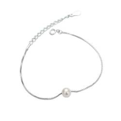 PUJIANA Armreif mit Verstellbarer Kette, Armreif aus Sterlingsilber, 925er Sterlingsilber, exquisiter Verstellbarer Perlenarmreif, Damen-Silberarmband von PUJIANA