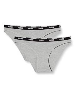 PUMA Damen Puma Iconic Women's (2 Pack) Bikini Style Underwear, Grey Grey, XL EU von PUMA