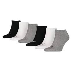PUMA Herren Damen Sneaker Socken Plain (6-Pack), schwarz/weiss/grau 39-42 von PUMA