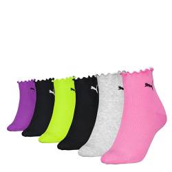 Puma Damen Quarter Socken, Rosa/Grün/Purpur, 39/42 (6er Pack) von PUMA