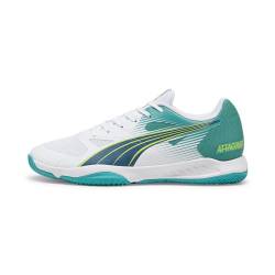 Puma Unisex Adults Attacourt Indoor Court Shoes, Puma White-Ocean Tropic-Sparkling Green-Lime Squeeze, 42.5 EU von PUMA