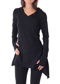 PUREWONDER Kleid Longshirt Tunika Elfenkleid Zipfelkapuze dr60 Schwarz L von PUREWONDER