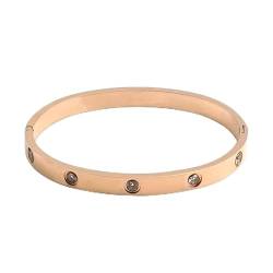 PWSHZ Diamantarmband Aus Edelstahl Für Damenschmuck Aus Titanstahl,Roségold,17cm von PWSHZ