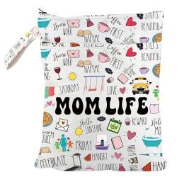 PXTIDY Mom Life Gifts Mom Mama Tasche Mutter Geschenke Momlife Wet Dry Bag für Badeanzug, Reisen, Strand, Pool, Baden, Windeln, weiß, Trockentasche von PXTIDY