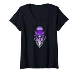 Damen Keltische Distel Göttin mit Triquetra Symbol Pagan Wicca Art T-Shirt mit V-Ausschnitt von Distel Lover von Christine Krahl