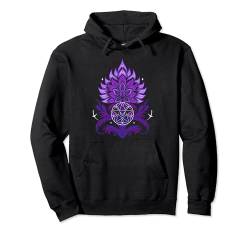 Distel Mandala mit Pentagramm und Sternen Magic Wicca Art Pullover Hoodie von Distel Lover von Christine Krahl