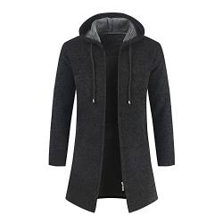 Pajiay Jacke Herren Mit Kapuze/Stehkragen Regular Fit Einfarbig Fleecejacke/Slim Fit Anzüge Herren Winter Warm Übergangsjacke Herren Mode Lässig Einfachheit Sakko Herren D-Black M von Pajiay