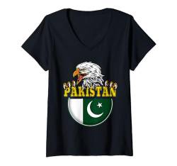 Damen Pakistan, Flagge von Pakistan, Pakistan-Flagge. T-Shirt mit V-Ausschnitt von Pakistan,Pakistan Flag,Flag of Pakistan.