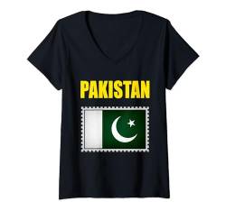 Damen Pakistan, Flagge von Pakistan, Pakistan-Flagge. T-Shirt mit V-Ausschnitt von Pakistan,Pakistan Flag,Flag of Pakistan.