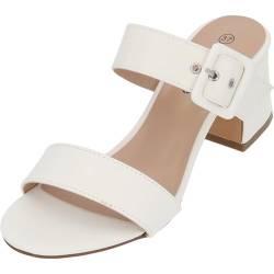 Palado Damen Sandaletten Celsa - bequeme High Heels - modische Sandalen mit Absatz - elegante Schuhe mit verstellbaren Riemen für Frauen White UK3,5 - EU36 von Palado