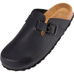 Palado Clogs Damen Kiel - Hausschuhe für Frauen - bequeme Sandalen mit weichem Fussbett - elegante Pantoletten & Gartenschuhe - geschlossene Schuhe für den Sommer Schwarz UK4,5 - EU37 von Palado