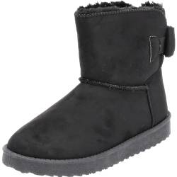 Palado Stiefeletten Damen Yesrona - gefütterte Schlupfstiefel - Bequeme Winterschuhe für Frauen - Flache Schneestiefel - Elegante Boots Schwarz UK4,5 - EU37 von Palado