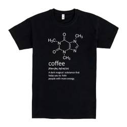 Pampling Kurzarm-T-Shirt, 100% Baumwolle, Unisex-Kleidung für Männer und Frauen in 5 Größen, schwarzes T-Shirt, Modell Caffeine, Schwarz, XXL von Pampling