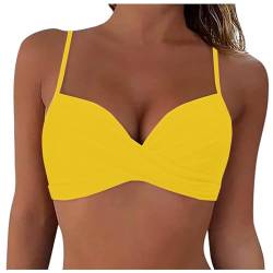 Pamqsen Bikini BH Damen Bademoden Bikinioberteil Große Brüste Push up Bikini Top Swim Oberteil Rückenfrei Bikinioberteil Gepolstert Swimsuit Bra Sport Trocknend Padded Bikini mit Polster ohne Bügel von Pamqsen