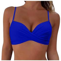 Pamqsen Damen Bikini Top Swimsuit Schnell Trocknend Padded Bikini Swim Oberteil V Ausschnitt Push up Bademoden Rückenfrei Verstellbar Top Swim Sports BH Bikinioberteil Workout Swimwear Strandkleidung von Pamqsen