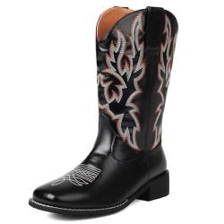 PanaLuxe Low Heels Cowboy Stiefel Embroiderot For Damen Comfortable Pull On Cowgirl Stiefel Mid Calf Tan Stiefel Western Mexican Stiefel von PanaLuxe