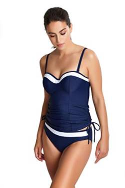 Panache Damen Swim Anya Cruise BH, geformter Bandeau Tankini-Oberteil, Marineblau/Weiß, 40FF von Panache