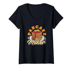 Damen Pancake Maker Lustiger Pfannkuchen T-Shirt mit V-Ausschnitt von Pancake Lover Apparel & Gifts