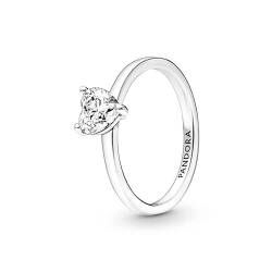 Pandora Timeless Funkelndes Herz Solitär-Ring aus 952 Sterling Silber mit klaren Cubic Zirkonia Steinchen 191165C01-56 von PANDORA