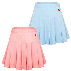 Mädchen Faltenrock Sommer Mini High Waist Skater Tennis Schuluniform Solid A-Line Box Dress Schulkleidung mit Futter Shorts Casual Röcke Flowy Basic Skort Skirt von Panegy