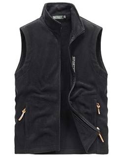 Panegy Anti-Pilling Stehkragen Softshell Weste Herren Jungen Winter Sportfleeceshirt Ärmellos Jacke Fleece Vest Schwarz - EU-Größe 60-62 von Panegy