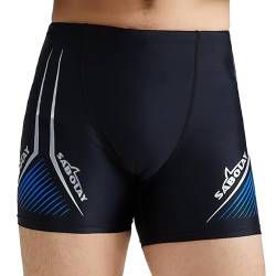 Panegy Herren Boxer Badehose Sportlich Strand Urlaub Schwimmhose Schnelltrockend Enganliegend Badeshorts Herstller XXL/EU Größe M-Schwarz 6 von Panegy