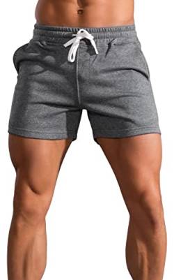 Panegy Trainingshose Kurz Herren Slim Fit Running Shorts Sportshorts mit Elastischem Bund Dunkelgrau L von Panegy