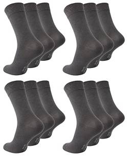 Paolo Renzo Business-Socken 12 Paar Hochwertige Baumwoll Socken Anzugssocken Größe 43/46 Dunkelgrau von Paolo Renzo