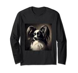 Papillon Hunde-Shirt, kontinental, Spielzeug Spaniel Doggie Pap Mom Langarmshirt von Papillon Gifts and Doggie Shirts