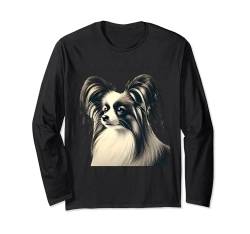 Papillon Hunde-Shirt, kontinental, Spielzeug Spaniel Doggie Pap Mom Langarmshirt von Papillon Gifts and Doggie Shirts